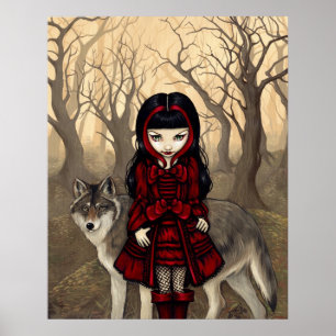 Póster Caperucita roja en otoño ART PRINT lobo gótico