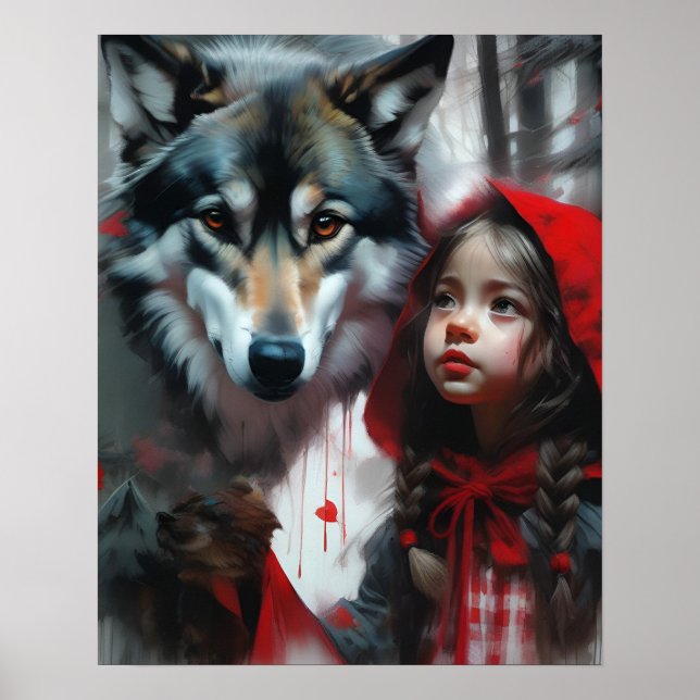 Póster Caperucita y lobo rojos (Frente)