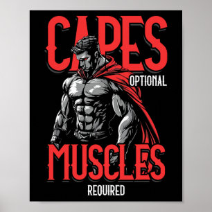 Póster Capes Opcionales Músculos Requeridos Divertido Mem