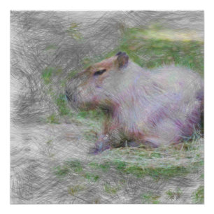 Póster capibara de animales artísticos