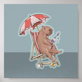 Póster Capibara Eating Yogurt