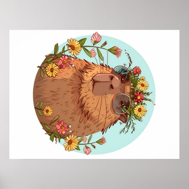 Póster Capibara en copas de sol en verano (Frente)