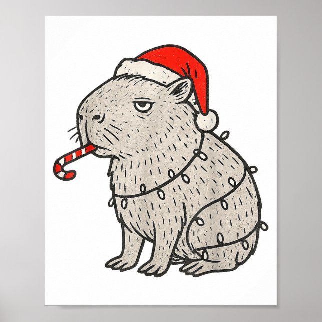 Póster Capibara fumando cigarrillo feo de Navidad Gen Z (Frente)