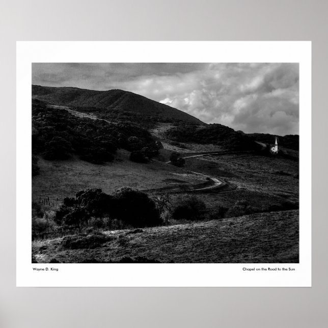 Póster Capilla en camino a la tarjeta monocroma Sun (Frente)