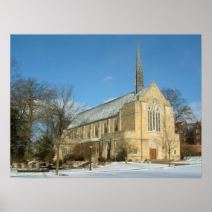 Póster Capilla Harbison en invierno en el Grove City Coll