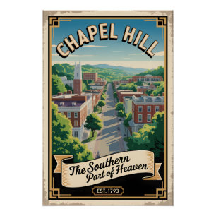 Póster Capilla Hill Vintage Carolina del Norte Viaje Retr