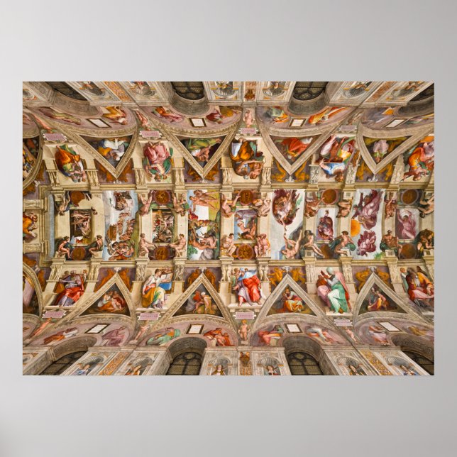 Póster Capilla Sixtina en el techo de Miguel Ángel (Frente)