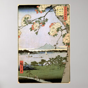 Póster Capilla y Massaki de Suijin en el río de Sumida