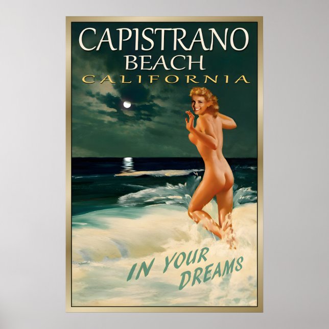 Póster CAPISTRANO BEACH CA Original Marilyn Monroe Viaje (Frente)