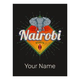 Póster Capital de Nairobi Kenia Elephant Vintage Africa