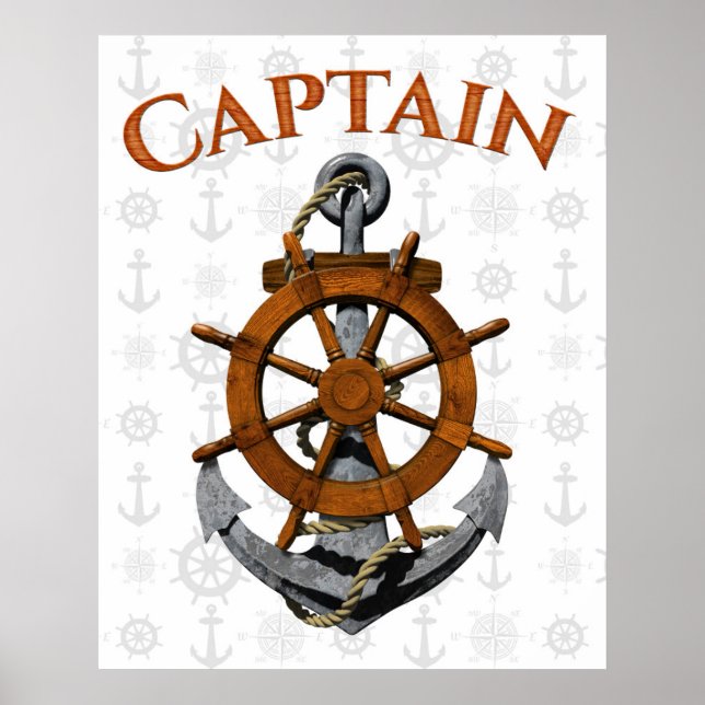 Póster Capitán Anchor Nautical (Frente)