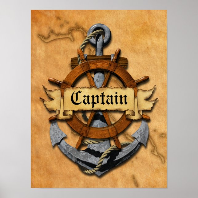 Póster Capitán Ancla Y Rueda (Frente)
