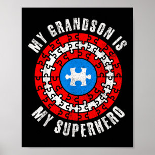 Póster Capitán Autismo Mi Nieto Es Mi Autismo Superhéroe