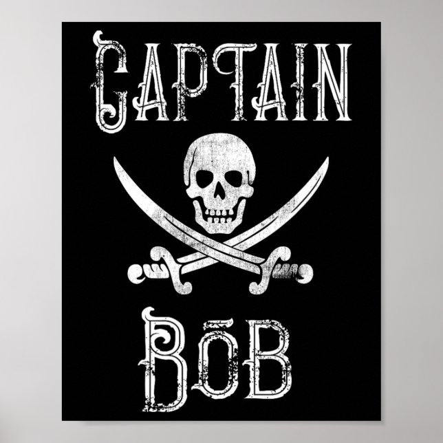 Póster Capitán Bob - Navegación Pirata Personalizada Vint (Frente)