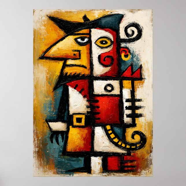 Póster Capitán Cubista Primitivo Geométrico Abstracto Aud (Frente)