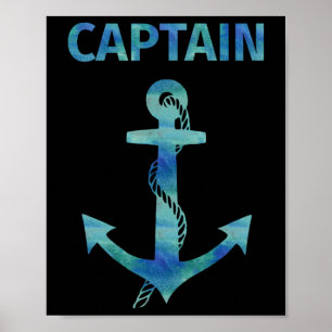 Póster Capitán de Ancla Náutica Acuática Navegación en ba