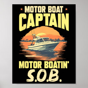 Póster Capitán de barco de motor para capitán de barco de