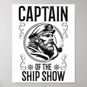 Póster Capitán de barco divertido en barco