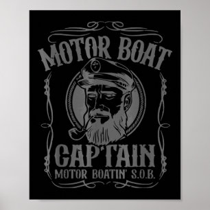 Póster Capitán de lancha motora divertido capitán de barc