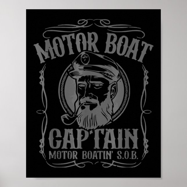 Póster Capitán de lancha motora divertido capitán de barc (Frente)