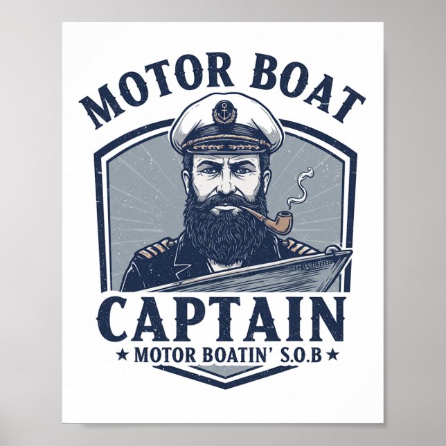 Póster Capitán de lancha motora divertido capitán de pont (Frente)