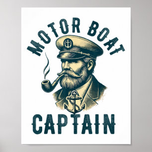 Póster Capitán de lancha motora para capitán de barco pro