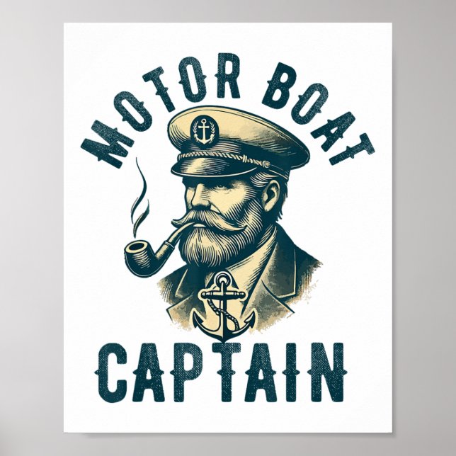 Póster Capitán de lancha motora para capitán de barco pro (Frente)