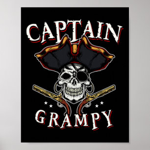 Póster Capitán De Los Hombres Grampy Pirate Gorra Y Skull