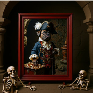 Póster Capitán de piratas de Bulldog francés de Tan Brown