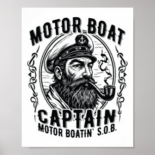 Póster Capitán de Pontón Antiguo S.o.b. Motor Boatin 'En