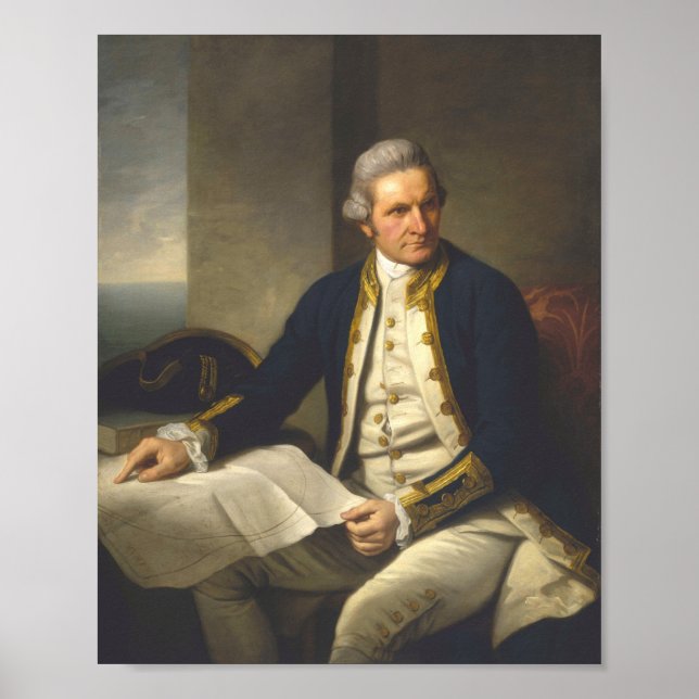 Póster Capitán de retrato de James Cook (Frente)