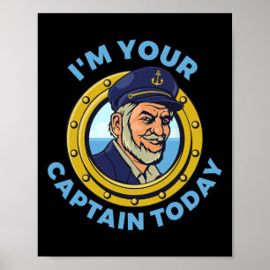 Póster Capitán de vela de la vida en barco navegando mari