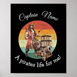 Póster Capitán del atardecer Rum Fiesta Pirate