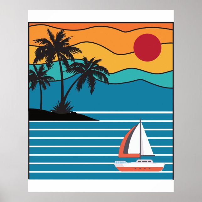 Póster Capitán del barco de vela estilo 70 del Retro Sail (Frente)