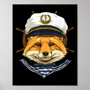 Póster Capitán del bote Fox Sailor Wildlife Fox Forest