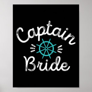 Póster Capitán Divertido Novia Boda Náutico Coincidiendo 