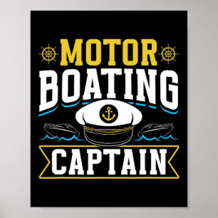 Póster Capitán en motocicleta Motorboat Motorboa Motorboa