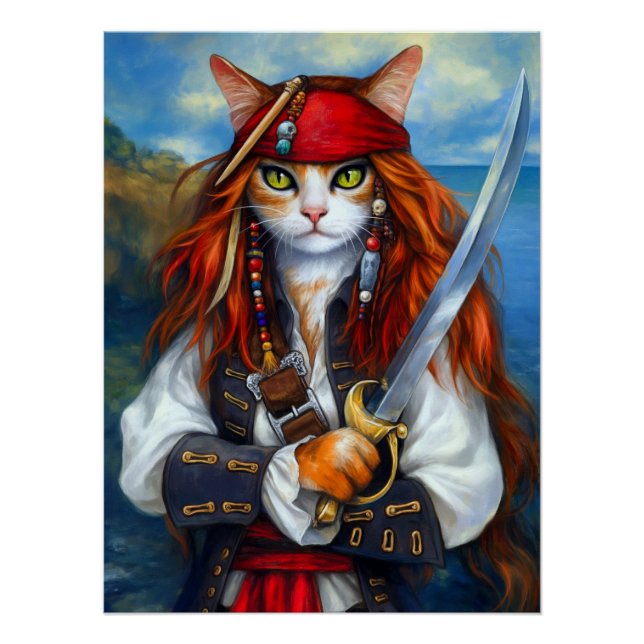 Póster Capitán Garras del Mar de Azure | Gato pirata (Anverso)