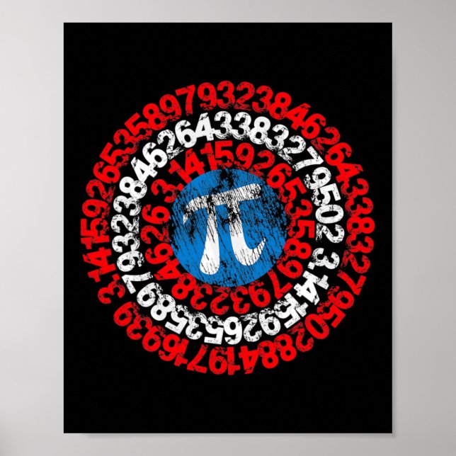 Póster Capitán matemático Pi Superhéroe matemático Nerd G (Frente)