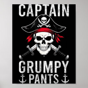 Póster Capitán Mpy Pantalones Calificar Humor Cráneo Gráf