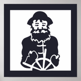 Póster CAPITÁN náutico en el mar |