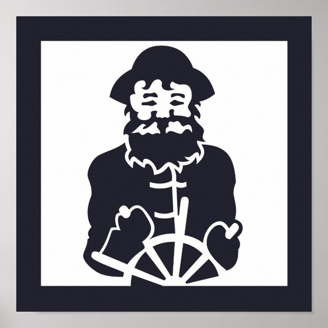 Póster CAPITÁN náutico en el mar | (Frente)