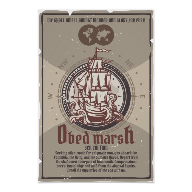 Póster Capitán Obed del Mar de Marsh Innsmouth (Anverso)