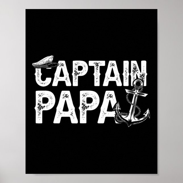Póster Capitán Papá Lago de pontón Marinero Pesca Embarca (Frente)