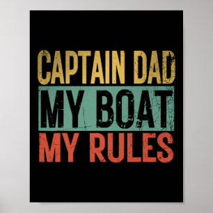 Póster Capitán Papá Mi Barco Mis Reglas Divertido Retro Y