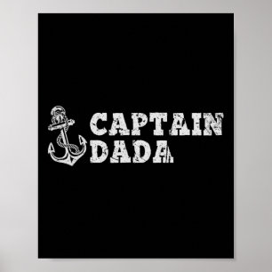 Póster Capitán Papá Navegando Embarcación Vintage Ancla d