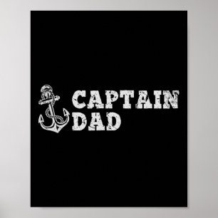 Póster Capitán Papá Navegando Embarcación Vintage Ancla F