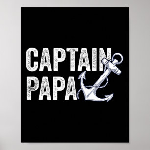 Póster Capitán Papa Pontoon Regalo Lago Marinero Barco de