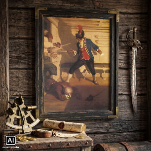 Póster Capitán pirata vintage, lucha de espadas por NC Wy