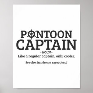 Póster Capitán Pontoon Definición Graciosa Bote Pontoon